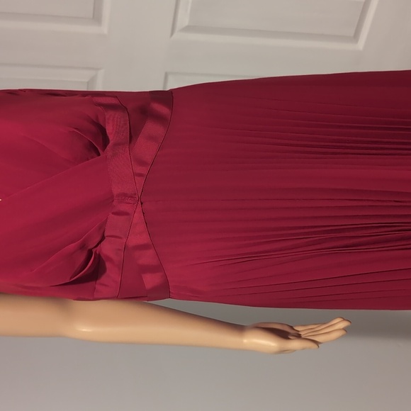 Elegant Red Pleated Dress - Picture 7 of 11